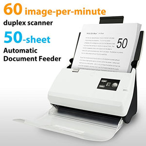 Plustek PS30D Duplex Document Scanner: with 50 Sheet Auto Document Feeder (ADF) and searchable PDF Function by Abbyy OCR. Support Mac and PC