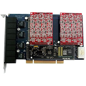 AsteriskStore TDM800P FXO Card with 8 FXO Ports and Echo Cancellation Module - PCI - Compatible with Asterisk, Issabel, FreePBX