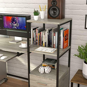 Computer Desk Study Table w/Shelf & Drawers Stable Office Workstation Oak Grey (Color : Default)