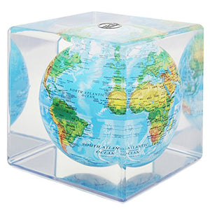 Mova Relief Map Blue Globe Cube 5"