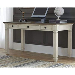 Ashley Furniture Signature Design - Bolanburg Home Office Desk - Casual - 3 Drawers - Weathered Oak/Antique White Finish - Black Hardware