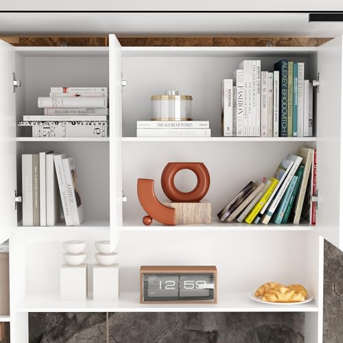 Homsee Large 2-in-1 Computer Desk with Bookshelf, Office Desk Writing Study Table - White