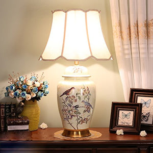 505 HZB Chinese Copper Ceramic Lamp, Bedroom Bedside Cabinet Lamp, Living Room Study Desk Lamp