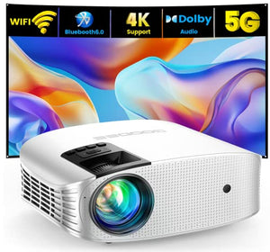 GooDee Full HD 1080P Projector with 5G WiFi, Bluetooth, and 4K Support