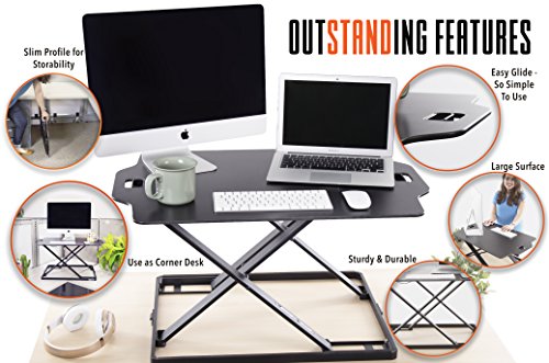 X-Elite Pro Glide Standing Desk - Instantly Convert Any Surface to a Stand up Desk! Large Sit to Stand Desk Converter! Strong & Sturdy! (31 x 21)