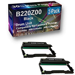 2-Pack Compatible B220Z00 Drum Kit use for Lexmark B2236dw, MB2236adw, MB2236adwe Printer (Black)