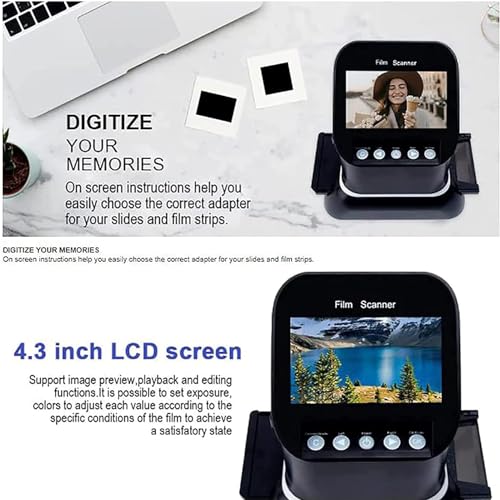 BAIXDM Digital Film and Slide Scanner, 120 High Resolution with 4.3”LCD Screen, Converts 35mm, 135, 126, 127 Negatives and Slides to Digital JPEG