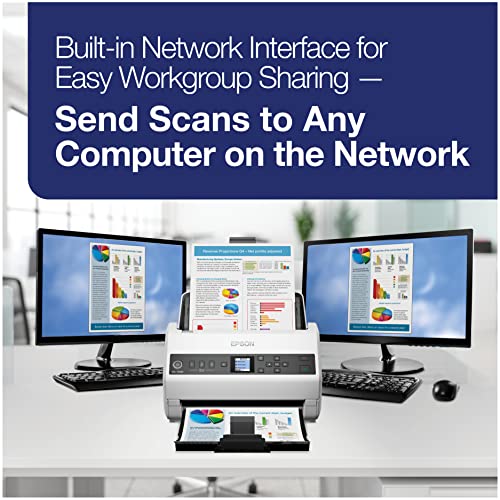 Epson DS-730N Network Color Document Scanner, 100-page ADF, Duplex Scanning