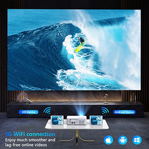 Dxyiitoo WiFi Bluetooth Native 1080P Projector, 20000LM 450" Display, 4K Support for Home Theater & Business