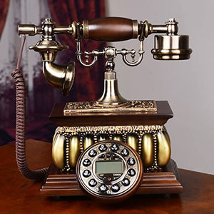 GagalU Vintage EU Style Wood Telephone with Backlight, Wired FSK/DTMF Landline Telephone for Home and Decor