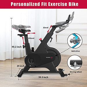 Spin Exercise Bikes, YESOUL Stationary Bikes with Coach Live Smart App Bluetooth Real-time Data Monitorin, Built-in Flywheel & Adjustable Magnetic Resistance Silent for M1 Indoor Cycling Bike (Black)
