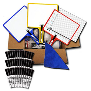 (36) KleenSlate 2-Sided Customizable Whiteboard w/Clear Dry Erase Sleeve for Interchangeable Templates and Graphic Organizers-Bonus 36 Microfiber Cloths w/Bookbinder Rings and 36 Markers
