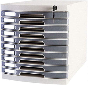 SHABOZ File Cabinets 10 Drawer Data Storage Cabinet - Multicolor 29.5X39.4X32.5cm (Gray)