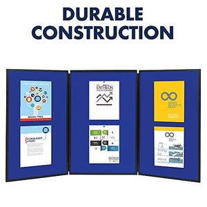 Quartet Fabric Bulletin Board Display Panel System, 6' x 3', Double-sided, Blue/Gray Surface, Black Frame, Exhibition, Show-It! (SB93513Q)