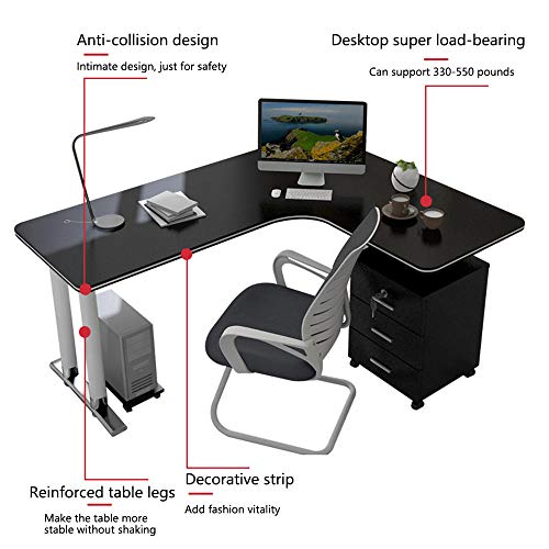 DIANAR L-Shaped Corner Desk, 47inch PC Computer Gaming Student Study Desk,Home Office Writing Workstation Corner Desks for Small Space