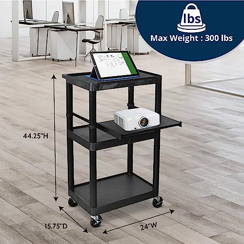 Luxor Heavy-Duty AV Cart - 3 Shelves Pullout (LT45-B)