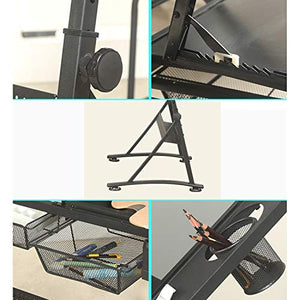 Lgan Drafting Table with Storage, Height Adjustable Tiltable Art Desk, Glass Panel Drawing Desk, for Work Study Painting Craft Table