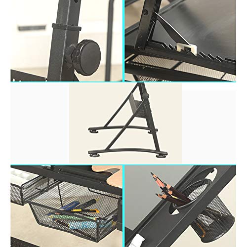Lgan Tiltable Drawing Table, Adjustable Art Desk, with Storage Craft Table, Drafting Table Glass Panel, Child Adult Drawing Desk