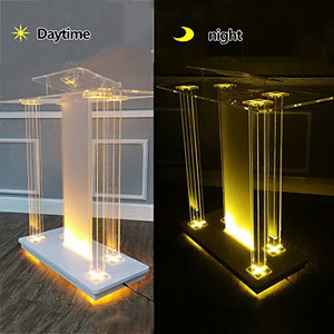 None Podium Stand, Transparent Lectern Stand Up Desk for School, Church, and Events