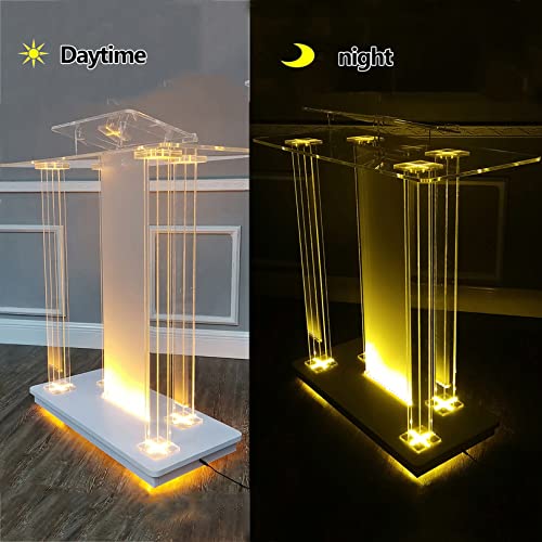 None Podium Stand, Transparent Lectern Stand Up Desk for School, Church, and Events