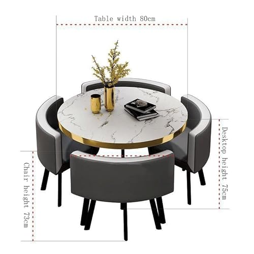 SYLTER Office Conference Dining Table Set with 4 Chairs and Coffee Table - Pink