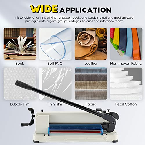 CGOLDENWALL 12" Heavy Duty Paper Cutter Industrial Guillotine Paper Trimmer, Cutting Ability up to 444 Sheets, Alsp Applied for Normal Paper Leather Non-Woven Fabrics