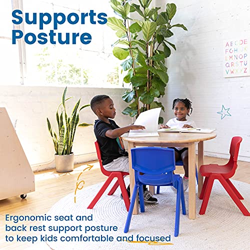 ECR4Kids 12 inch Plastic Stackable Classroom Chairs, Indoor/Outdoor Resin Stack Chairs for Kids, Red (10-Pack)