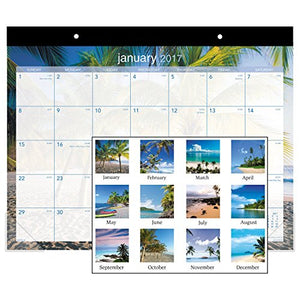 AT-A-GLANCE Desk Pad Calendar 2017, Monthly, 21-3/4 x 17", Tropical Escape (DMDTE2-32)