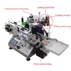 HayWHNKN Automatic Round Bottle Label Applicator with Chain Plate Conveyor & Coding Function - High Speed 110v Desktop Labeling Machine