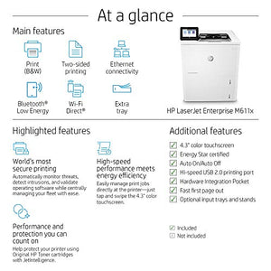 HP LaserJet Enterprise M611x Monochrome Duplex Printer with Dual-band Wi-Fi and Extra Paper Tray (7PS85A)