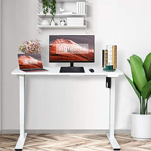 Agreatca Electric Standing Desk, Height Adjustable 48 x 24 Inch Memory Sit Stand Desk Home Office Workstation Stand up Desk with Splice Board, White Frame/White Top