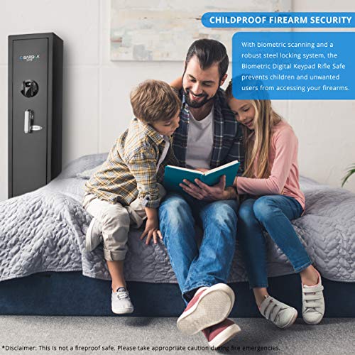 BARSKA AX12760 Keypad Biometric Fingerprint 4 Position Rifle Safe 1.83 Cubic Ft, Black