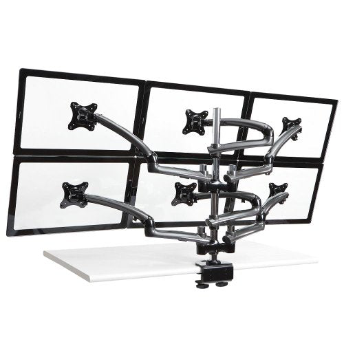 Cotytech DM-GM616-C Six Monitor Desk Mount Spring Arm Clamp Base - Dark Gray