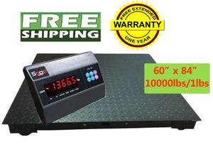 Saga 60"X84" Floor Scale 5'X7' 10000 LBS Capacity Manufactory Calibrated with Professional Indicator. Brand New Pallet Shipping Scale