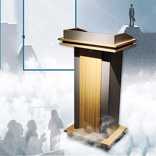 Wooden Hostess Stand with Shelf, Floor Standing Podiums Reception Desk