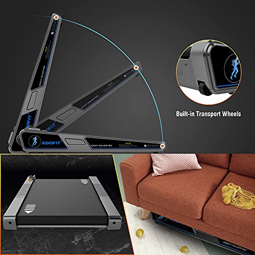 Egofit Walker Pro Small Under Desk Electric Treadmill Walking Machine, Installation-Free with LED Display, Remote Control and APP Control, Compact Fit Standing Desk Exerciser for Home Office Use