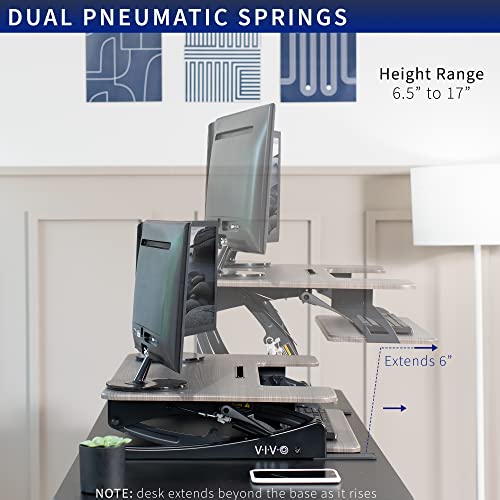 VIVO Height Adjustable Stand Up Desk Converter, V Series, Gray Top, Black Frame