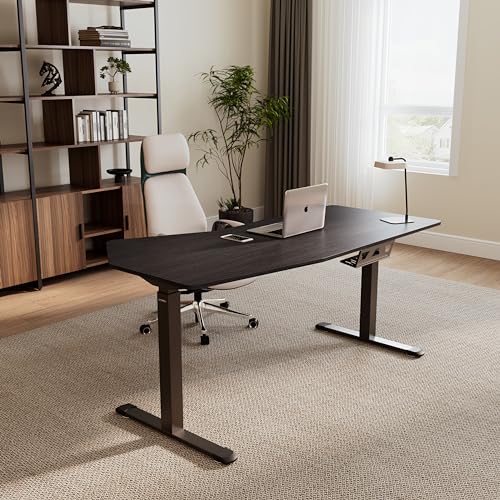 EUREKA ERGONOMIC Electric Standing Desk Adjustable Height (70" x 30") Dual Motor, Memory Presets, Smoked Wood