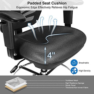 Giantex Drafting Chair with Footrest Ring & Adjustable Armrest - Ergonomic Mesh Office Chair (Black, 2 Pack)