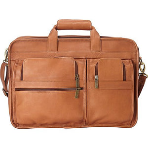 Le Donne Leather Expandable Multi-Function Briefcase, 16.5 Inches, (Tan)