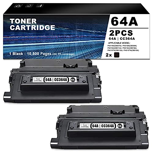 64A | CC364A 2-Pack Black Toner Cartridge Replacement for HP P4014 P4014n P4014DN P4015n P4015tn P4015x P4515n P4515tn P4515X P4515xm Printer Cartridge.