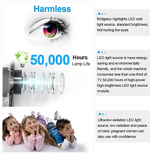 WiFi Wireless Projector with Bluetooth, 5000 Lumen Full HD 1080P Supported LCD Video Airplay Projector with Smart Phone, TV Stick, Laptop, Tablet, PC, PS4, HDMI, USB, VGA, AV for Outdoor Indoor Movies