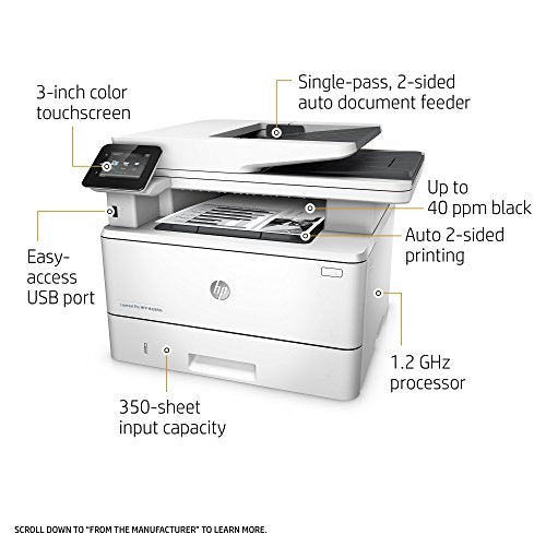 HP LaserJet Pro M426fdn Multifunction Laser Printer with Built-in Ethernet & Duplex Printing (F6W14A) (Renewed)