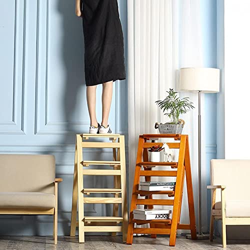 LUCEAE 3-Step Sturdy Folding Wooden Step Stool - Non-Slip, Portable, Space-Saving