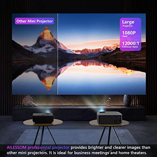 AILESSOM Native 1080P 5G WiFi Bluetooth Projector, 20000LM 450" Display, 4K Movie Support