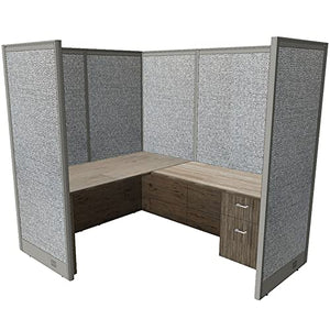 G GOF 1 Person Workstation Cubicle / Office Partition (5.5'D x 6'W x 4'H) - Artisan Grey