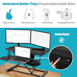 VERSADESK PowerRiser 32 Inch Electric Standing Desk Converter for Dual Monitor, Laptop Workstation - Black