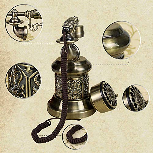 Retro Vintage Telephone with LCD Display Panels Rotary Dial - Antique Landline for Office/Home/Hotel