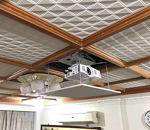 BAOSHISHAN 2M Hidden Electric Projector Mounts Bracket Motorized Lift Projector Hanger Max Load 25kg Ceiling Mount Remote Control for Cinema Church School Conference Room with Mute Motors (110V)