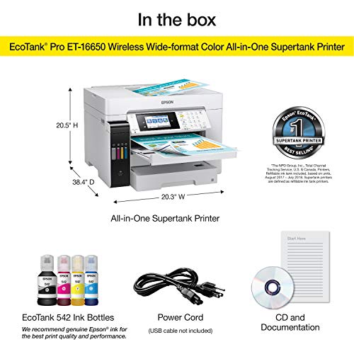 Epson EcoTank Pro ET-16650 Wireless Wide-Format Color All-in-One Printer (Renewed)